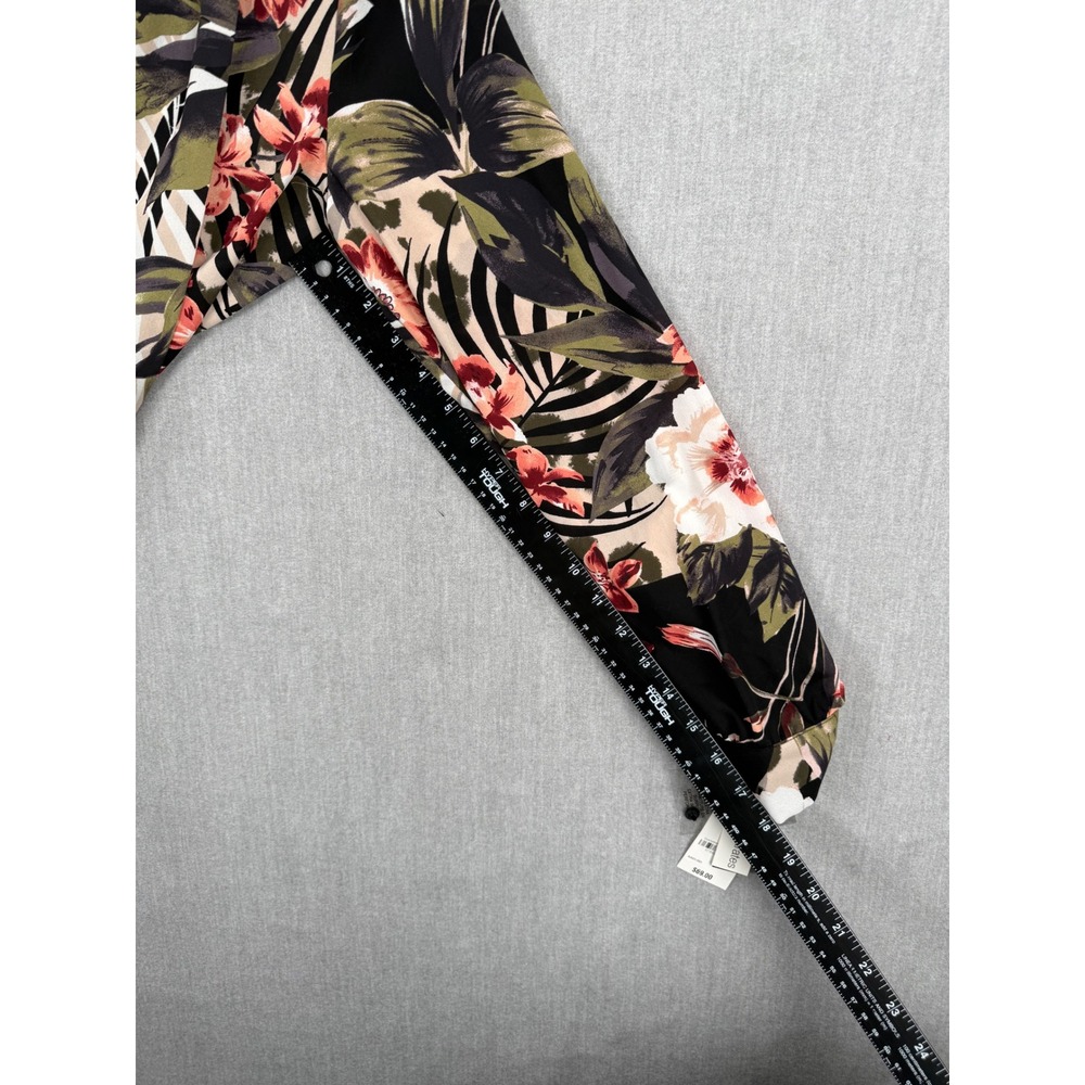 Bar III Womens Floral Animal Print Open Front Blouse Small Black Multi New - Picture 5 of 9